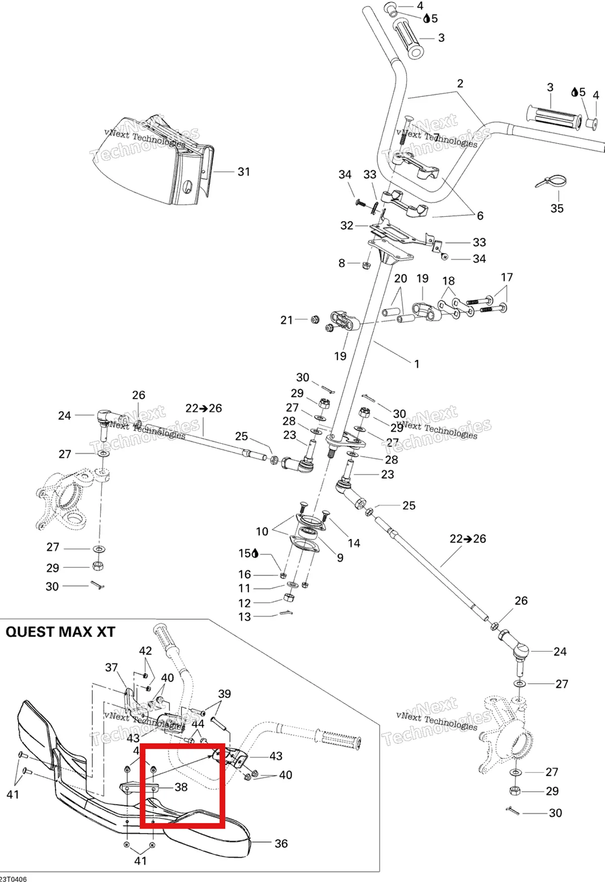 Деталь 709400117 на схеме узла 2004 Can-Am Quest MAX Steering System