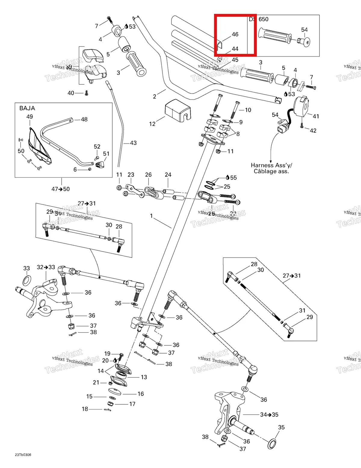 Деталь 709400158 на схеме узла 2003 Can-Am DS 650 Baja Steering System