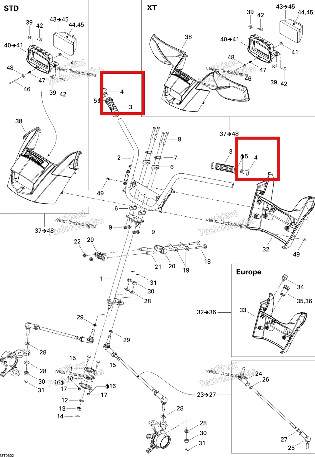Деталь 709400189 на схеме узла 2005 Can-Am Traxter 5 Speed Steering System