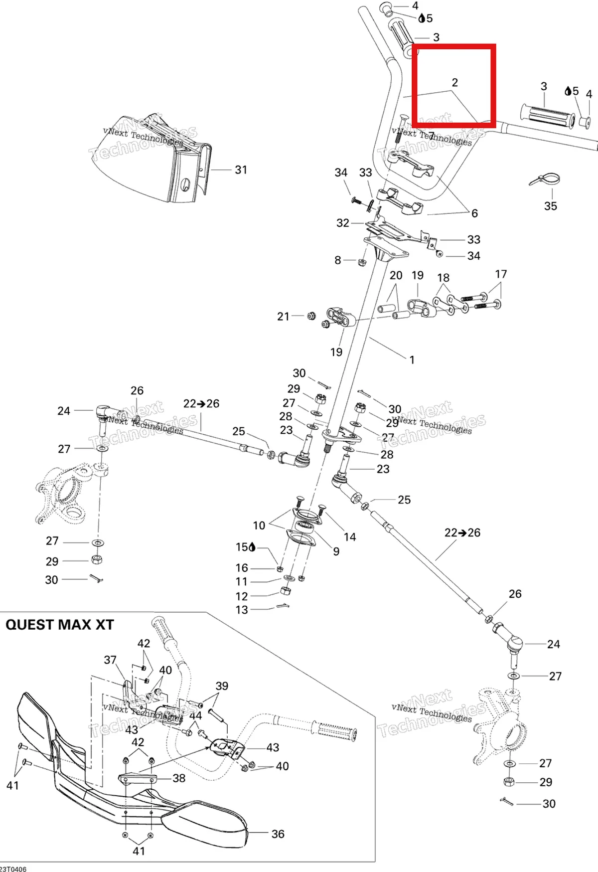Деталь 709400199 на схеме узла 2004 Can-Am Quest MAX Steering System