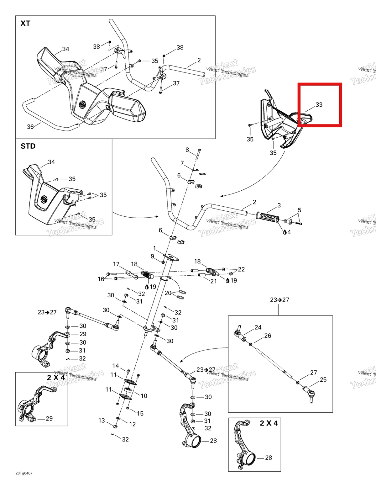 Деталь 709400204 на схеме узла 2004 Can-Am Outlander 330/400 STD 2 X 4 Steering System