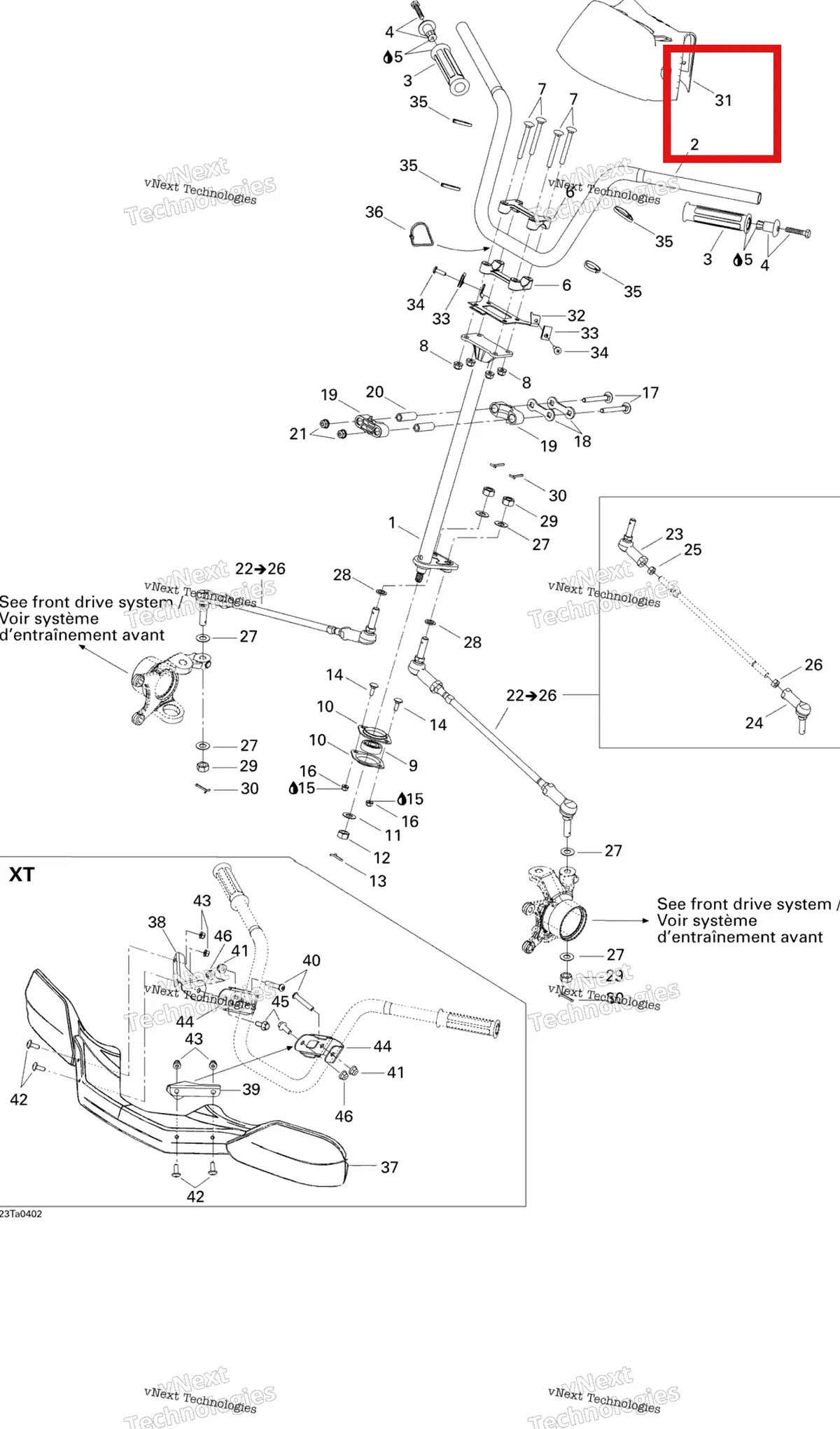 Деталь 709400215 на схеме узла 2004 Can-Am Traxter Auto Std & XT Steering System