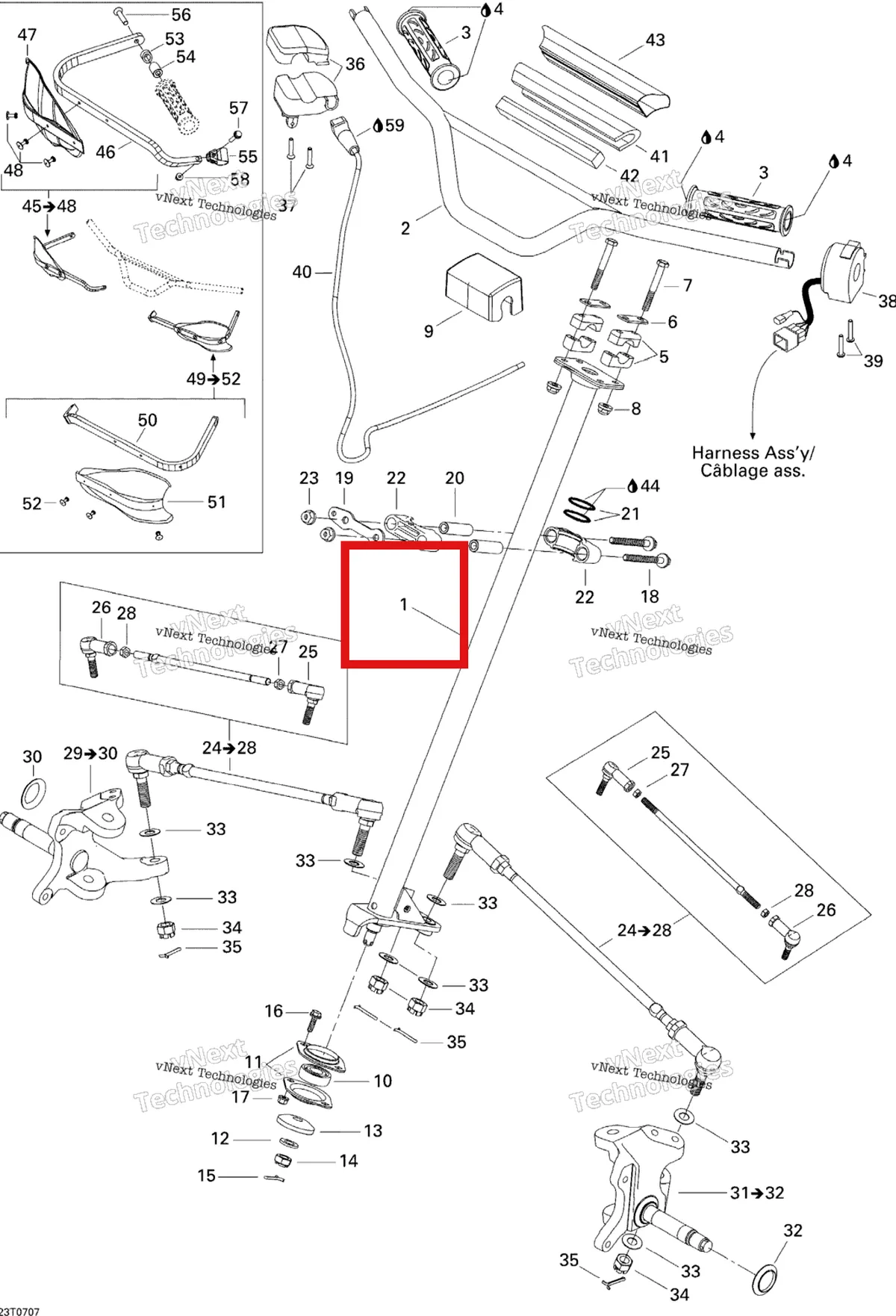 Деталь 709400222 на схеме узла 2007 Can-Am DS 650 X Steering System