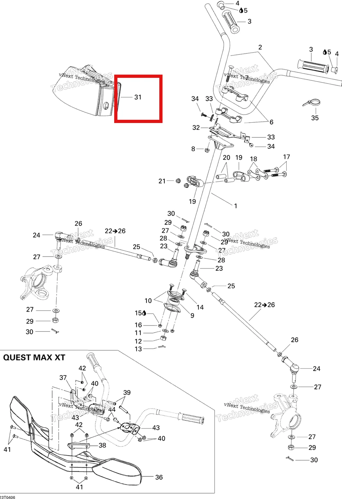 Деталь 709400229 на схеме узла 2004 Can-Am Quest MAX Steering System