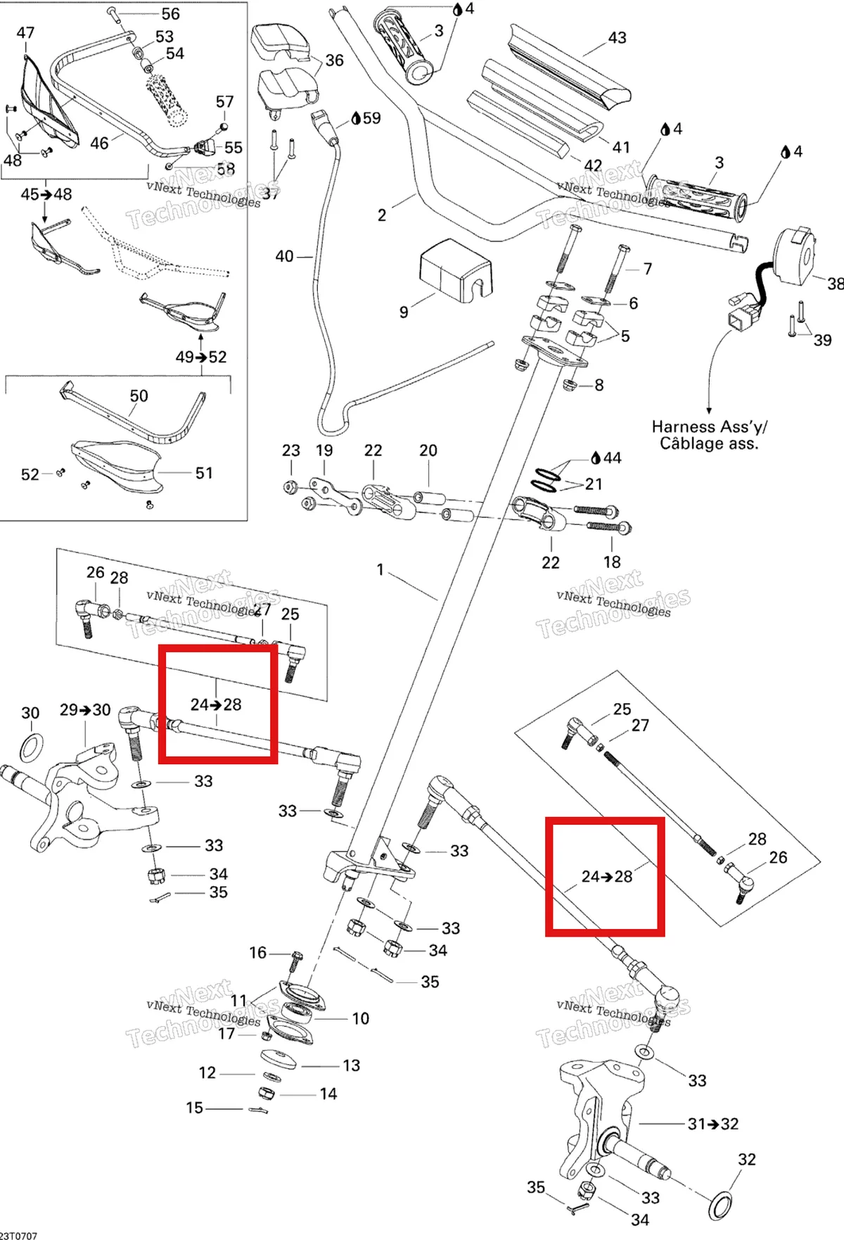 Деталь 709400240 на схеме узла 2007 Can-Am DS 650 X Steering System