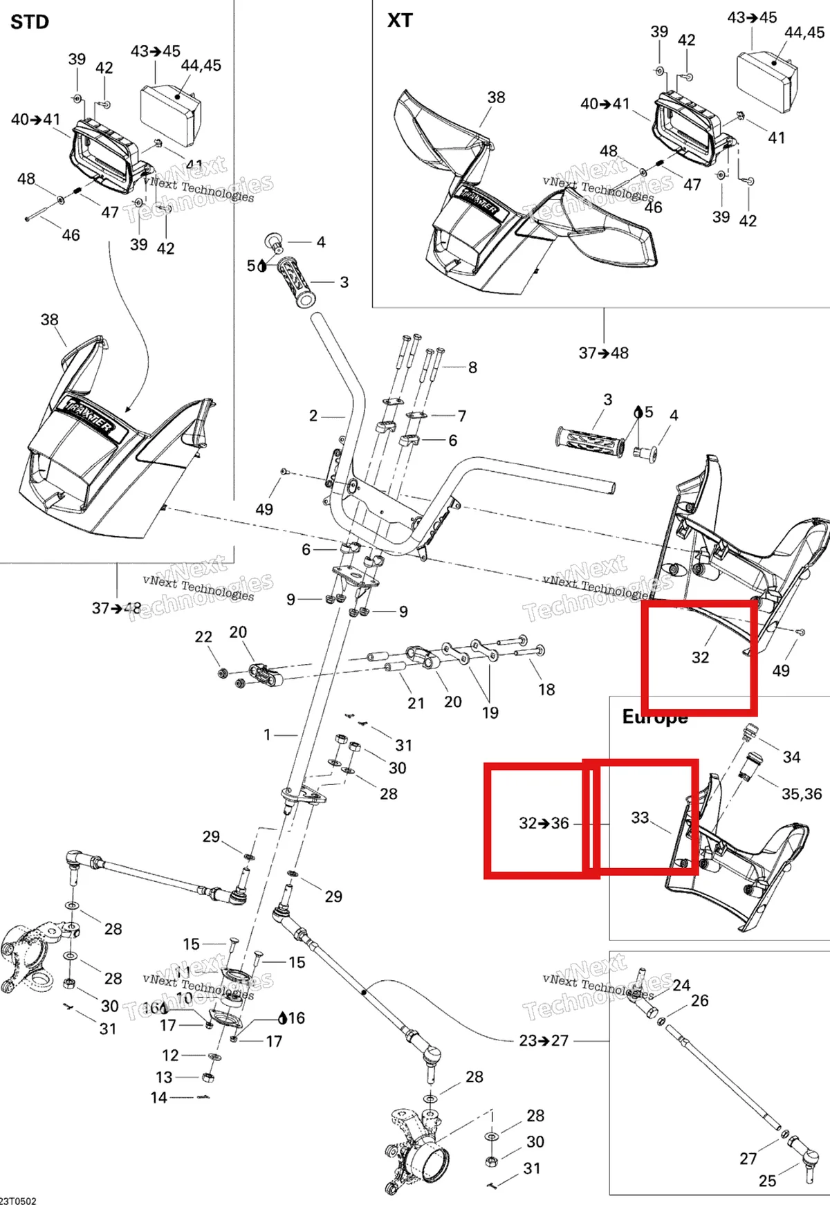 Деталь 709400252 на схеме узла 2005 Can-Am Traxter 5 Speed Steering System