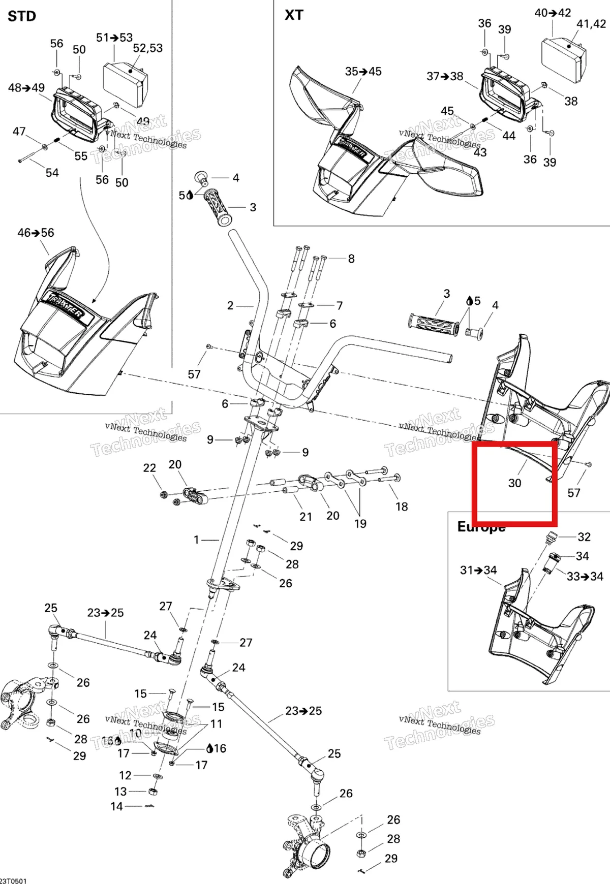 Деталь 709400273 на схеме узла 2005 Can-Am Traxter Max Std & Max XT Steering System