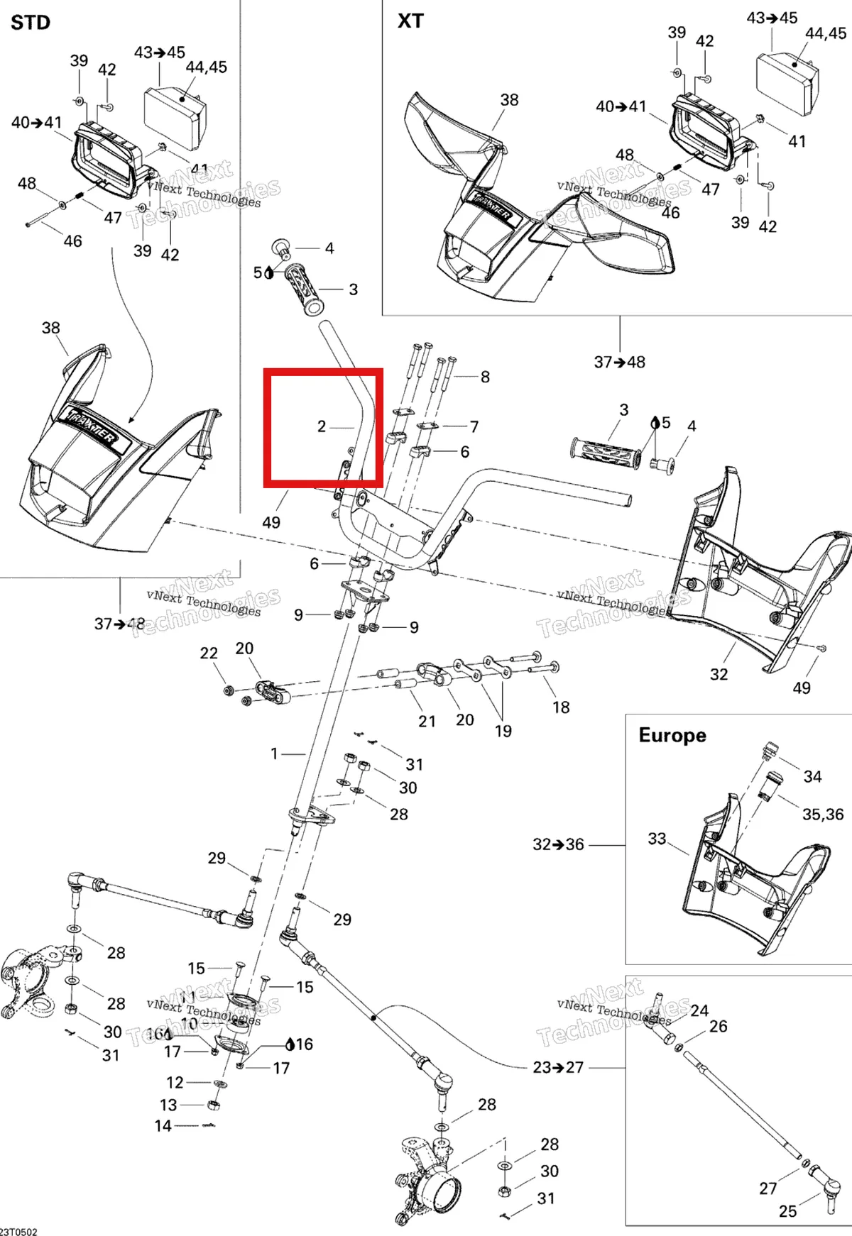 Деталь 709400300 на схеме узла 2005 Can-Am Traxter 5 Speed Steering System
