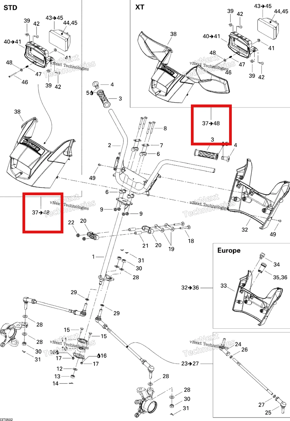 Деталь 709400334 на схеме узла 2005 Can-Am Traxter 5 Speed Steering System