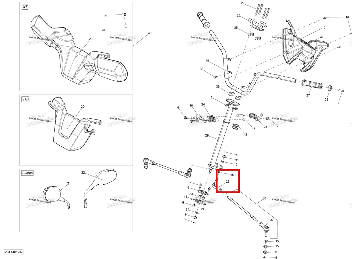 Деталь 709400487 на схеме узла 2014 Can-Am OUTLANDER 400 EFI, STD, XT Steering