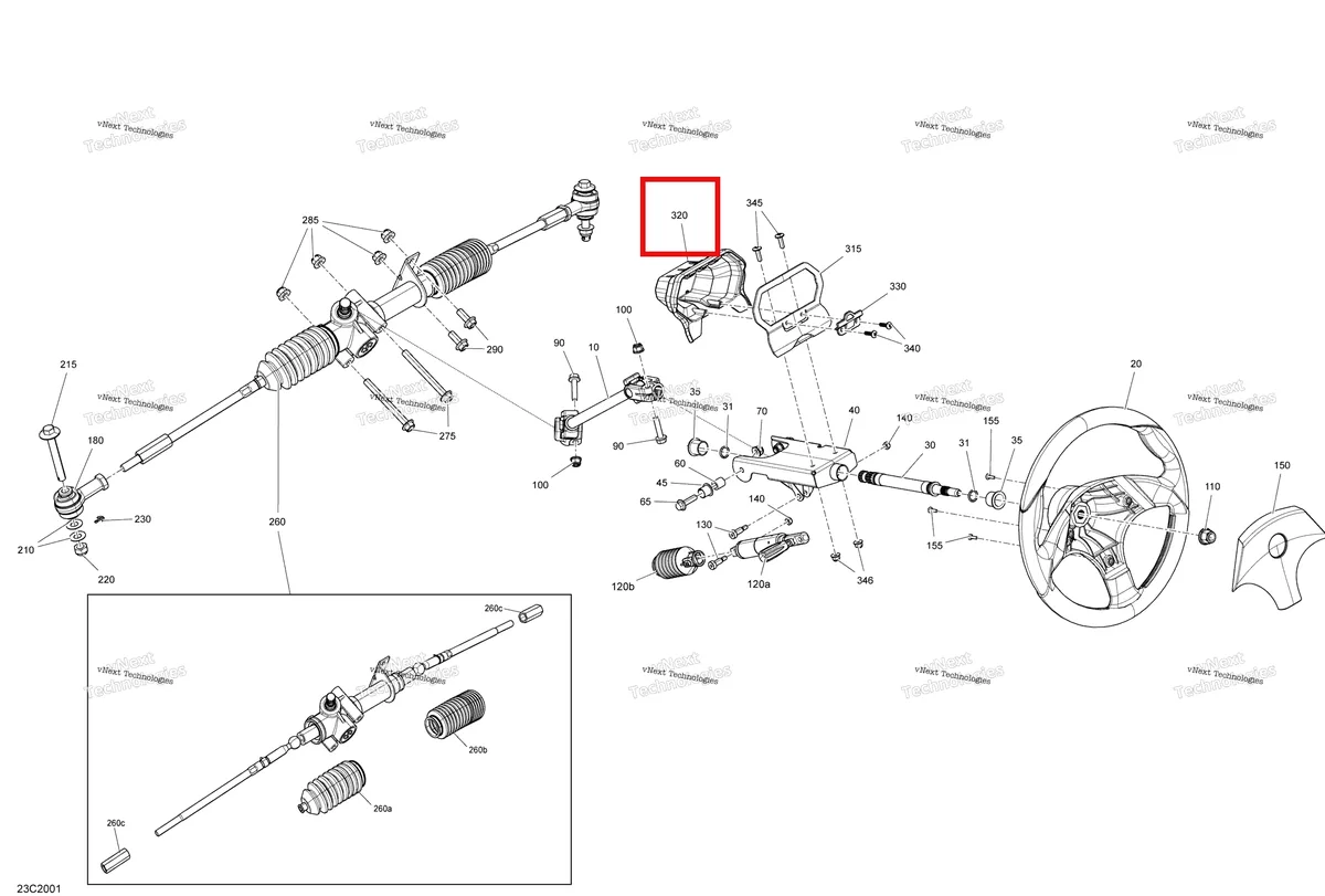 Деталь 709400514 на схеме узла 2020 Can-Am Commander 800R EFI Steering - Std