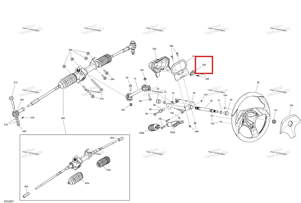 Деталь 709400573 на схеме узла 2020 Can-Am Commander 800R EFI Steering - Std