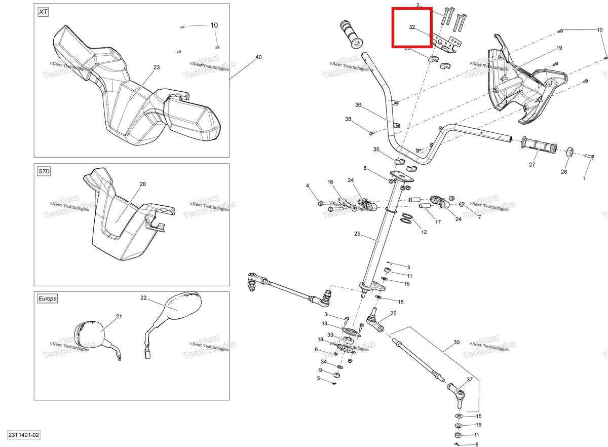 Деталь 709400586 на схеме узла 2014 Can-Am OUTLANDER 400 EFI, STD, XT Steering