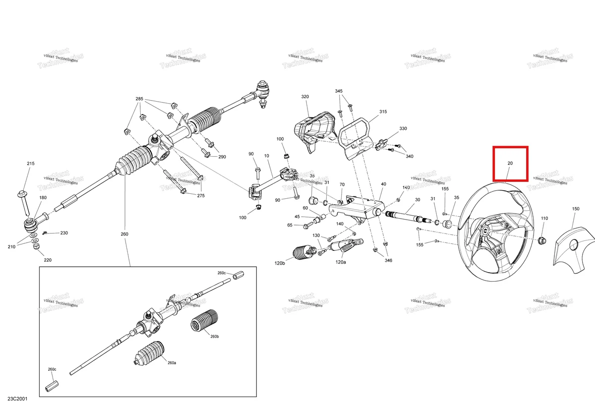 Деталь 709400650 на схеме узла 2020 Can-Am Commander 800R EFI Steering - Std