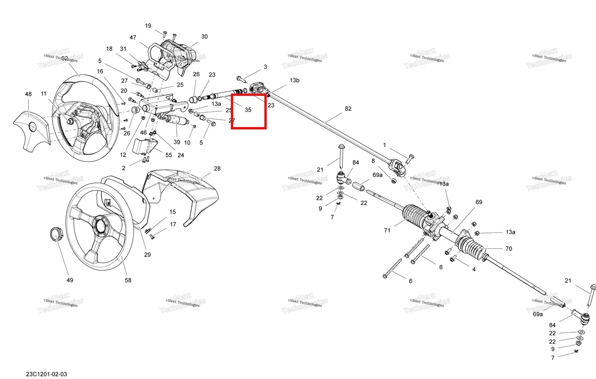 Деталь 709400654 на схеме узла 2012 Can-Am Commander LTD, 1000 EFI Steering