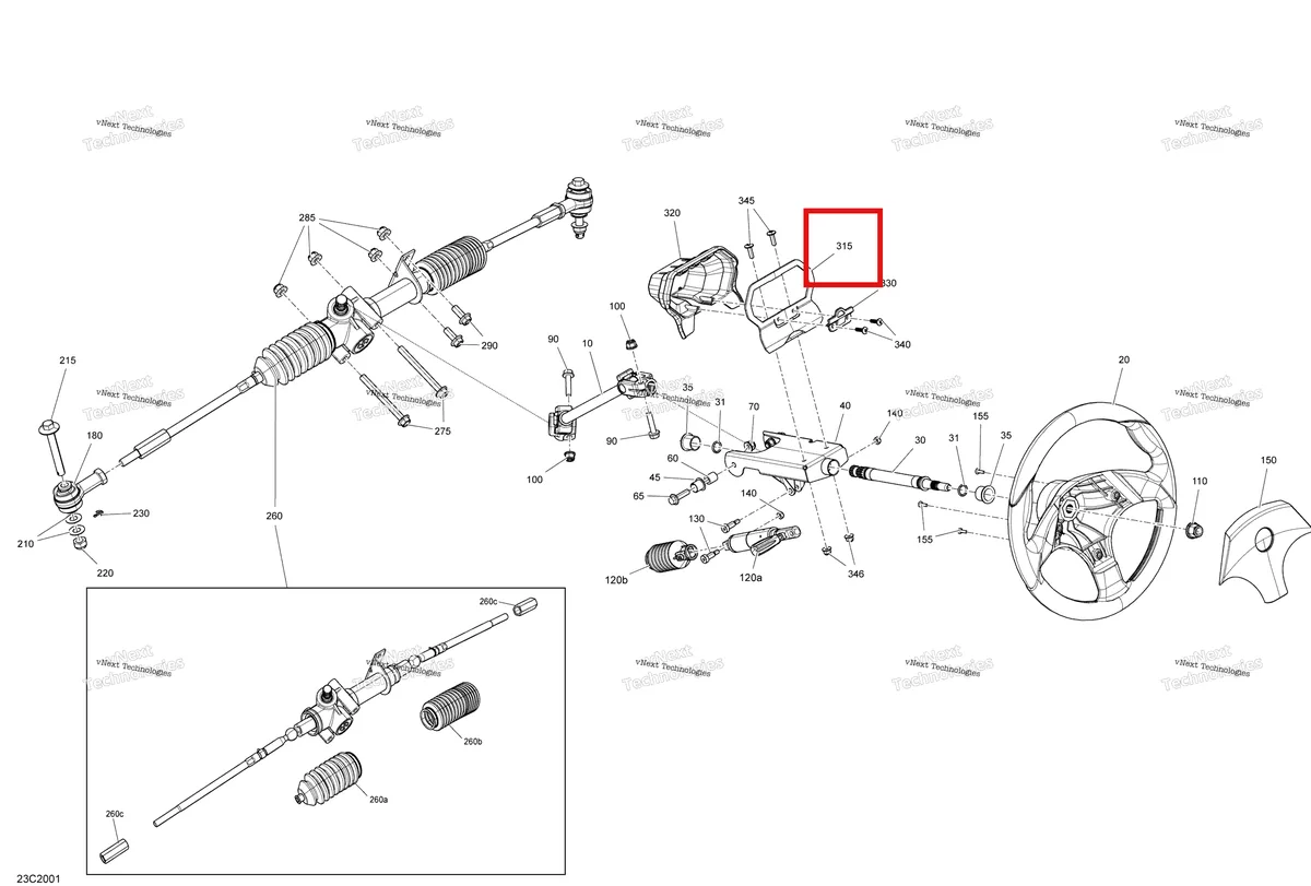 Деталь 709400760 на схеме узла 2020 Can-Am Commander 800R EFI Steering - Std