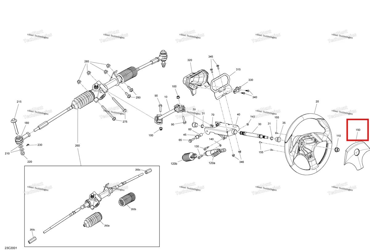 Деталь 709400780 на схеме узла 2020 Can-Am Commander 800R EFI Steering - Std