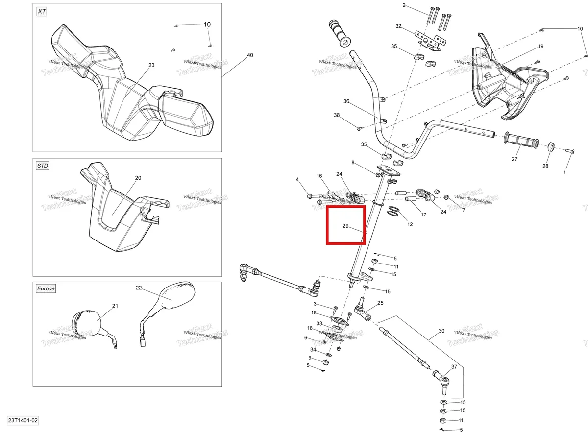 Деталь 709401056 на схеме узла 2014 Can-Am OUTLANDER 400 EFI, STD, XT Steering
