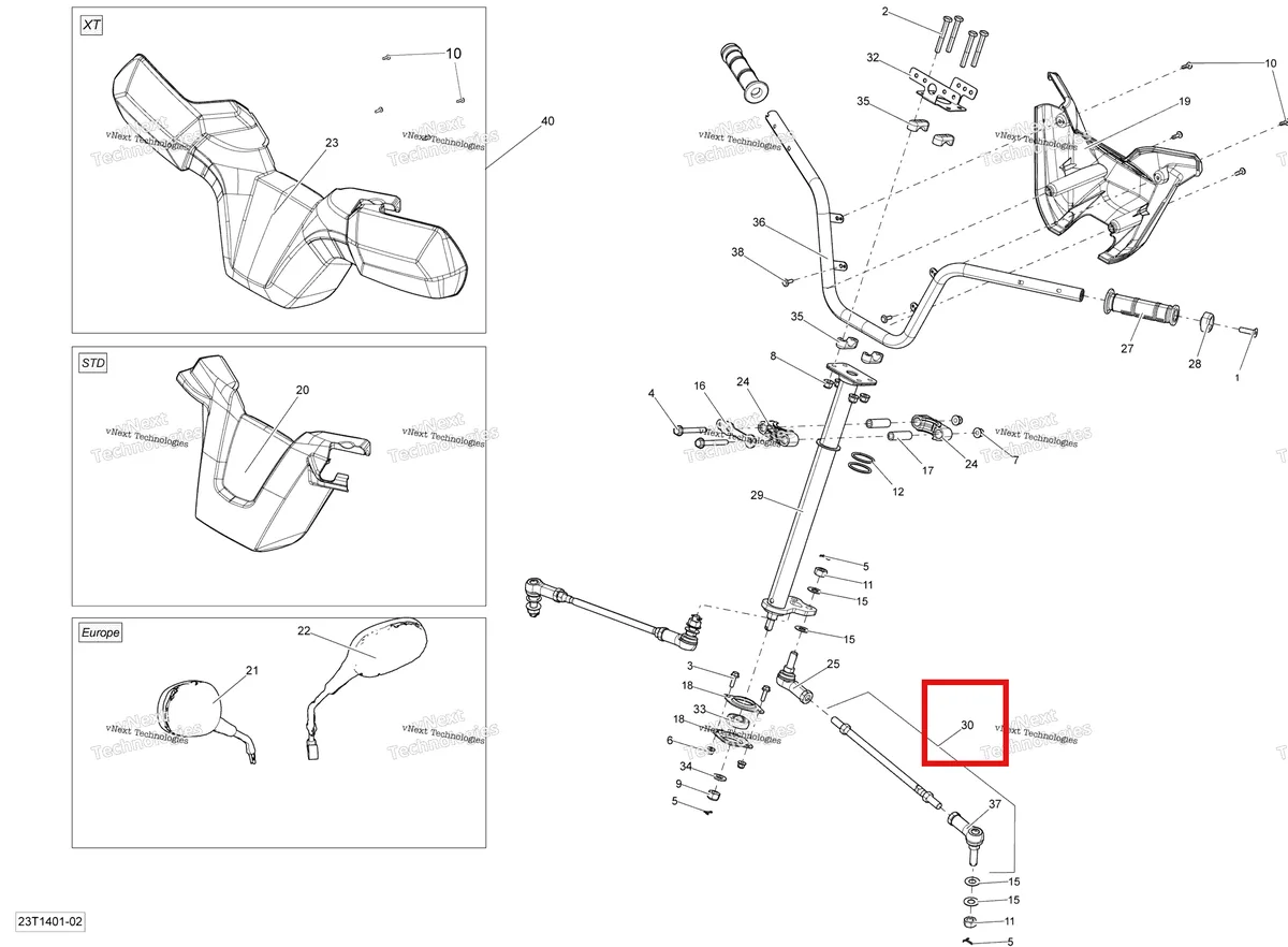 Деталь 709401059 на схеме узла 2014 Can-Am OUTLANDER 400 EFI, STD, XT Steering