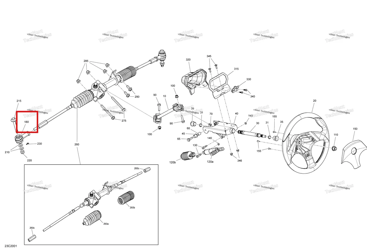 Деталь 709401134 на схеме узла 2020 Can-Am Commander 800R EFI Steering - Std