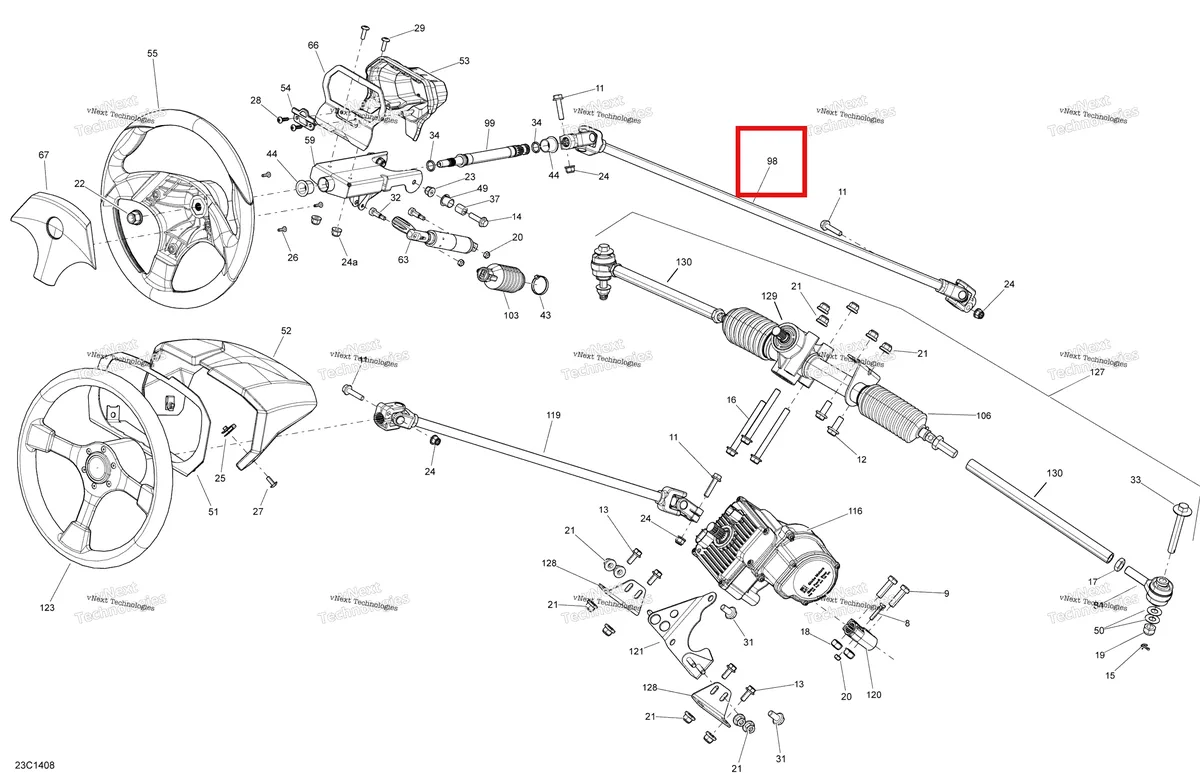 Деталь 709401142 на схеме узла 2014 Can-Am MAVERICK MAX 1000, STD, XRS, XRS-DPS Steering
