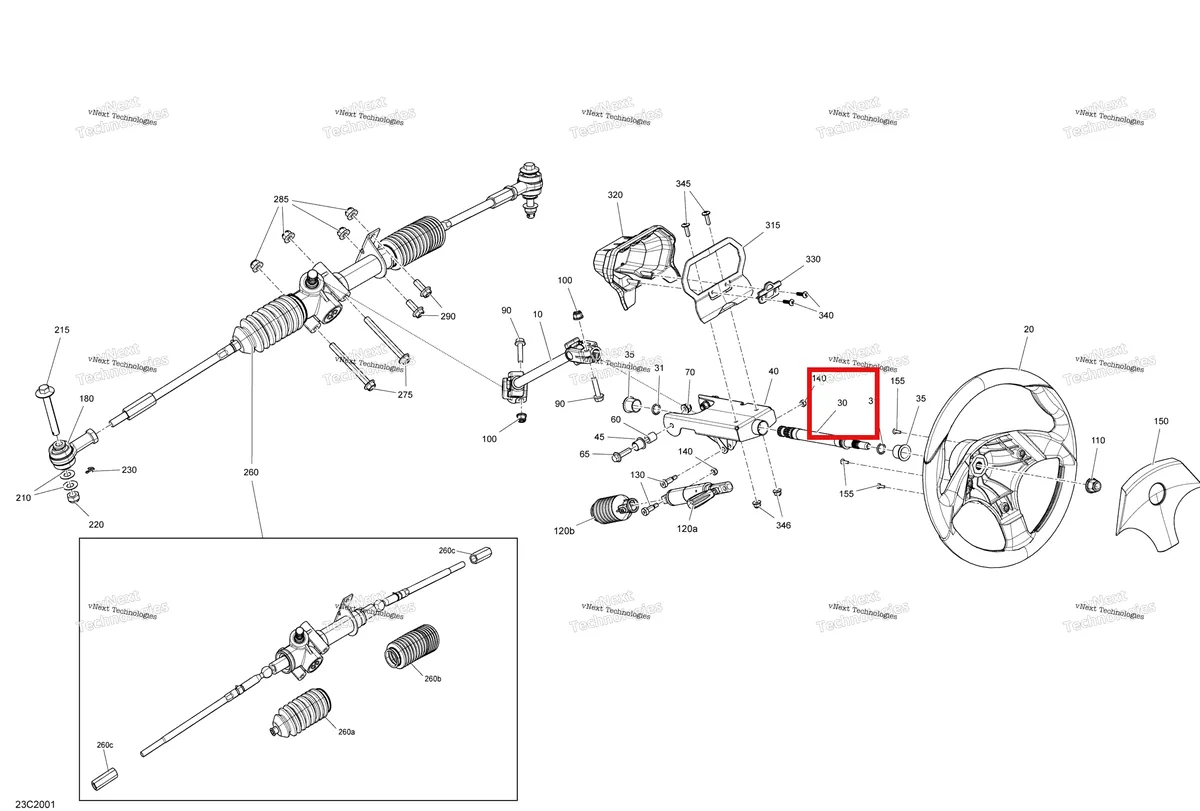 Деталь 709401167 на схеме узла 2020 Can-Am Commander 800R EFI Steering - Std