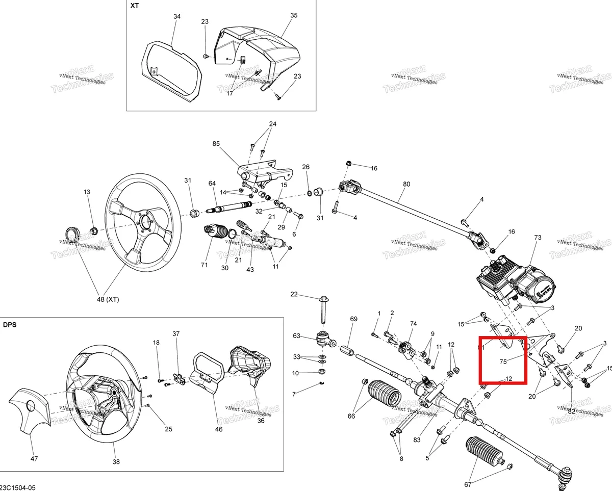 Деталь 709401296 на схеме узла 2015 Can-Am COMMANDER MAX 1000_DPS_XT Steering