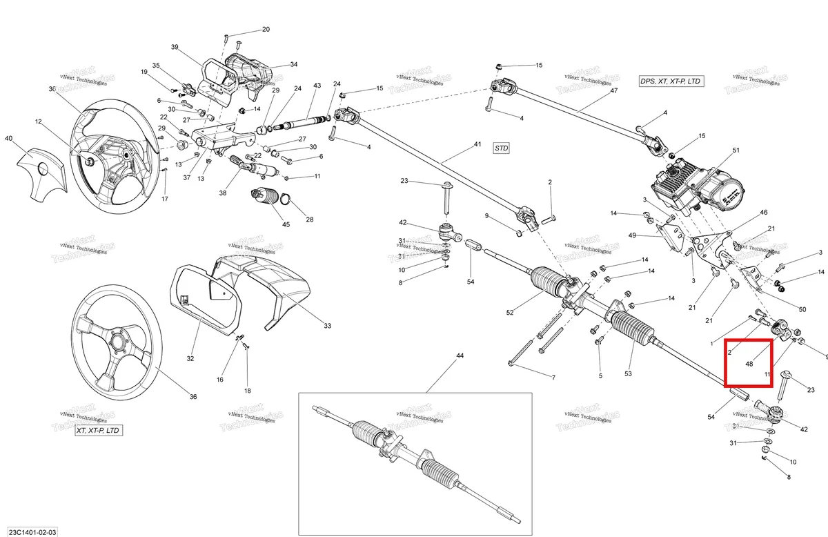 Деталь 709401328 на схеме узла 2014 Can-Am COMMANDER 1000 STD, DPS, XT, XT-P Steering