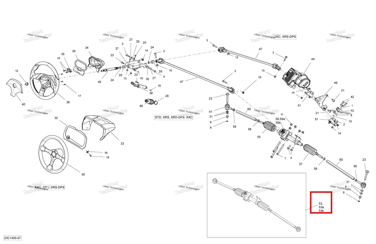 Деталь 709401354 на схеме узла 2014 Can-Am MAVERICK 1000, XXC Steering