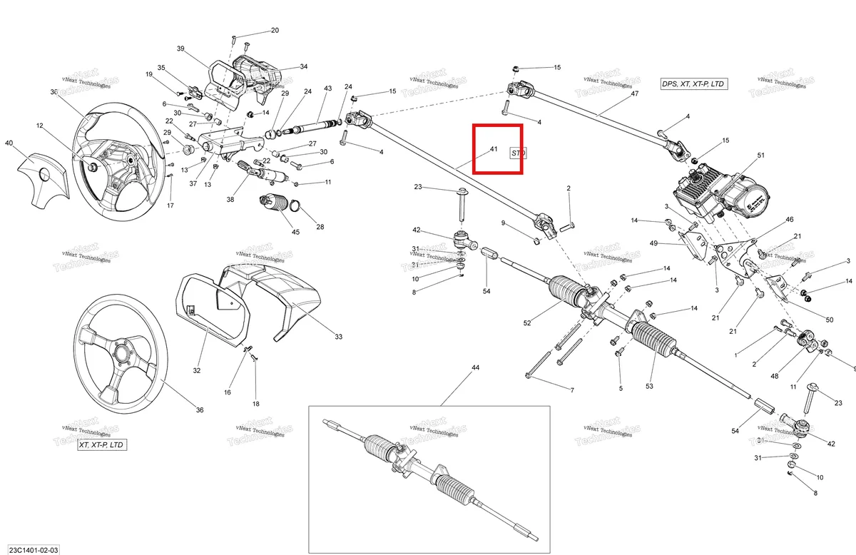 Деталь 709401389 на схеме узла 2014 Can-Am COMMANDER 1000 STD, DPS, XT, XT-P Steering