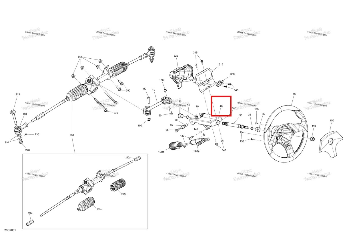 Деталь 709401391 на схеме узла 2020 Can-Am Commander 800R EFI Steering - Std