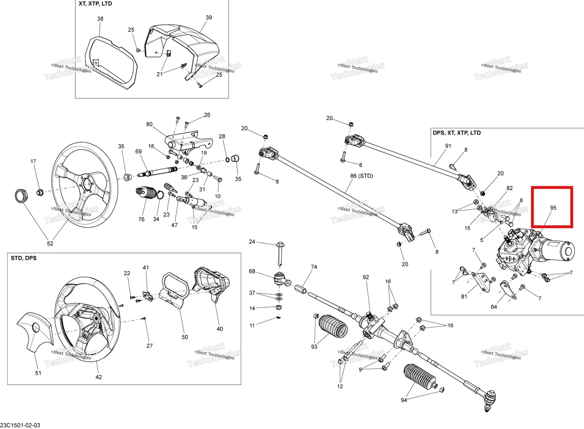 Деталь 709401495 на схеме узла 2015 Can-Am COMMANDER 1000_STD_DPS_XT_XTP Steering