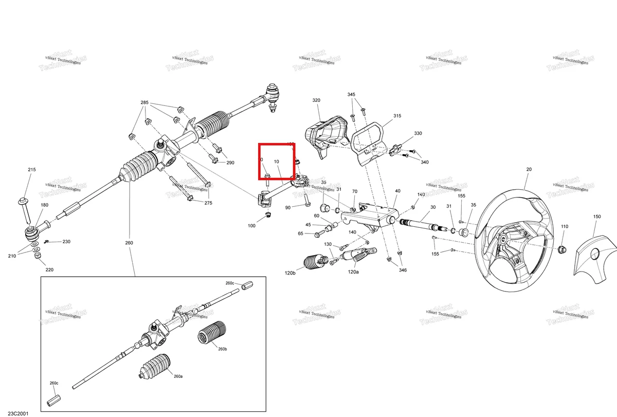 Деталь 709401498 на схеме узла 2020 Can-Am Commander 800R EFI Steering - Std