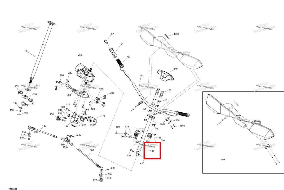 Деталь 709401750 на схеме узла 2020 Can-Am Outlander 450 EFI Steering
