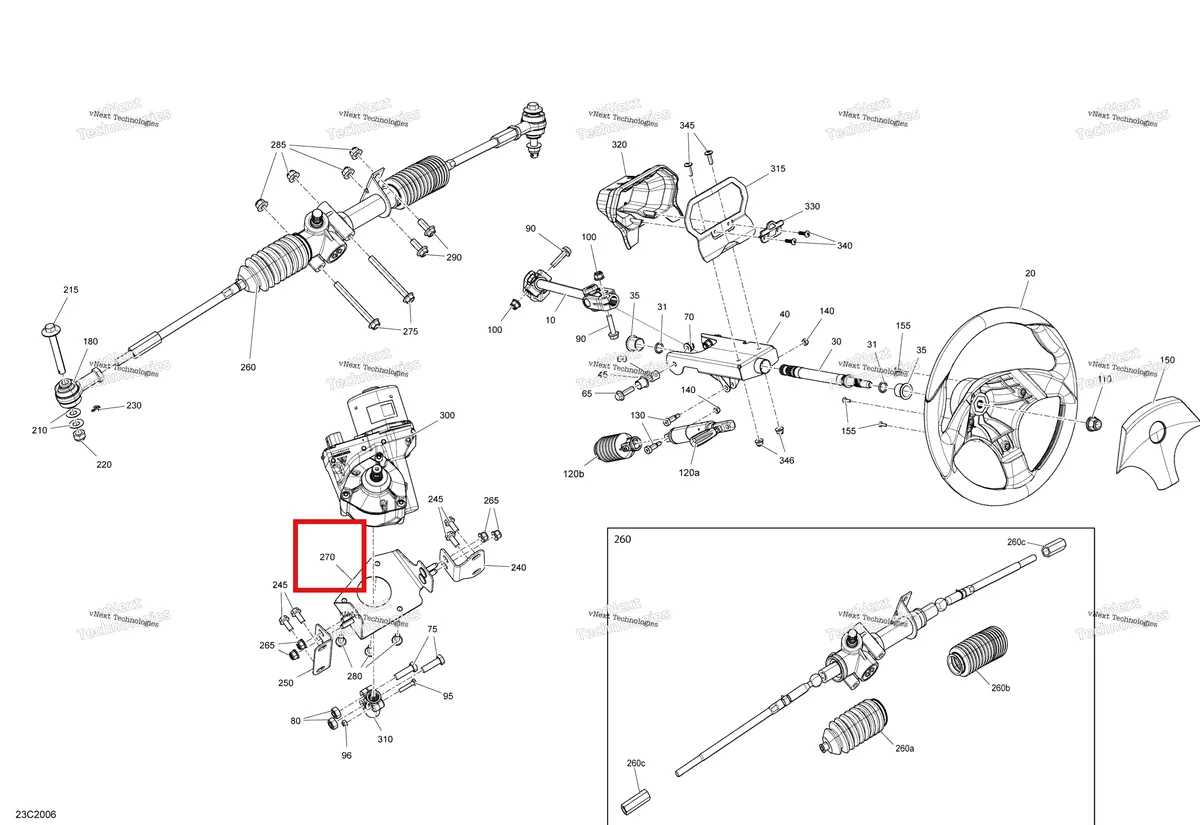 Деталь 709402176 на схеме узла 2020 Can-Am Commander MAX 800R EFI Steering