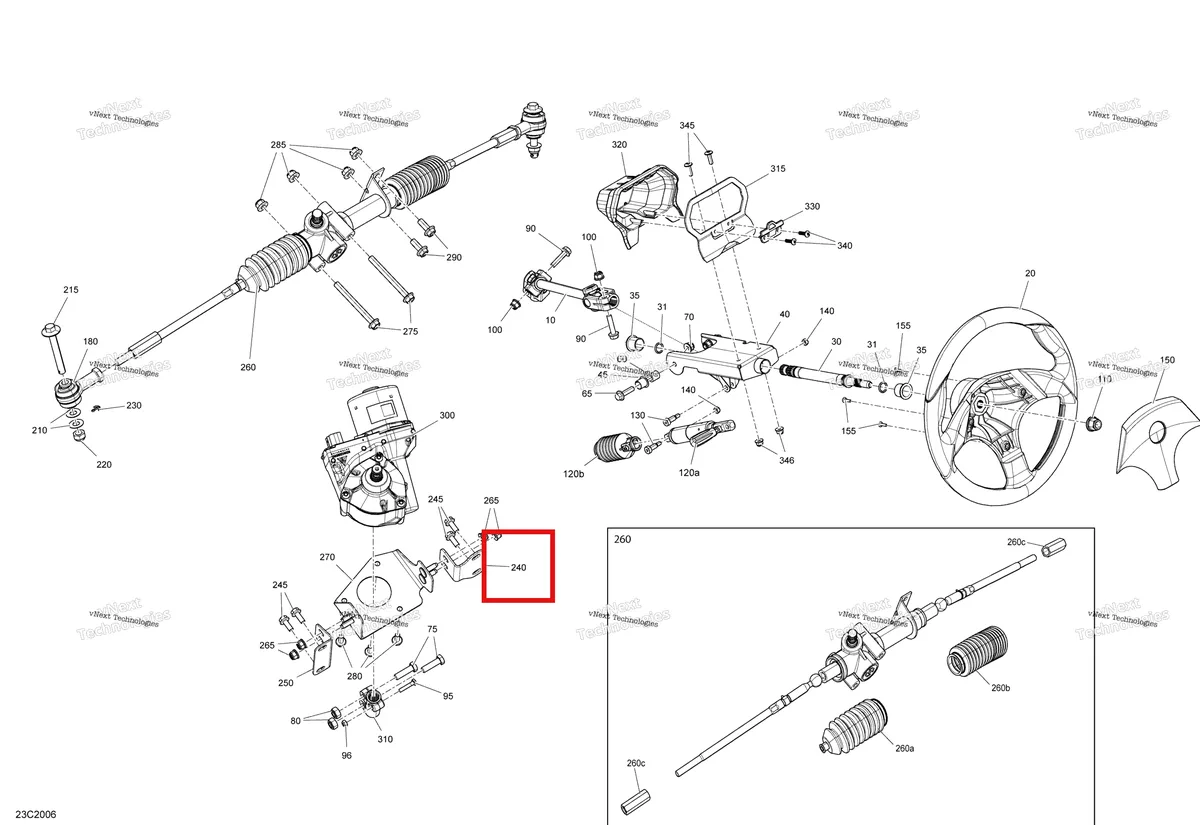 Деталь 709402178 на схеме узла 2020 Can-Am Commander MAX 800R EFI Steering
