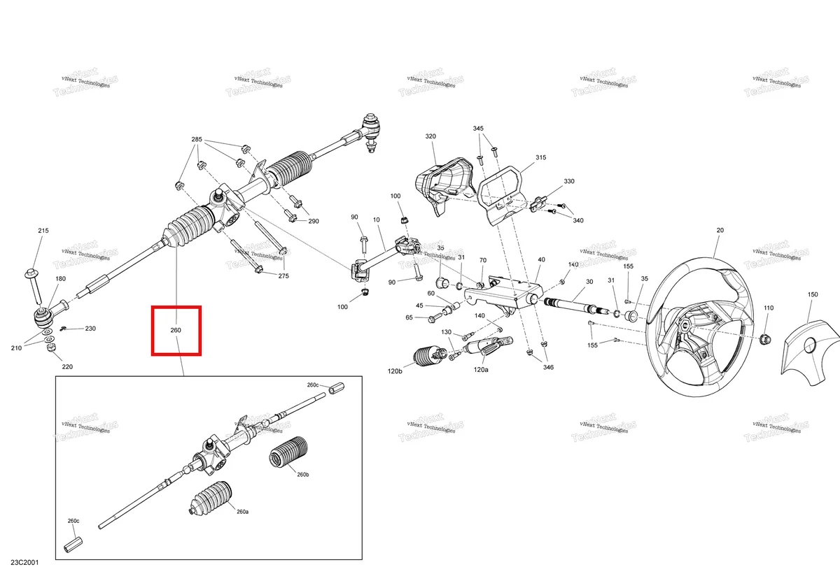 Деталь 709402387 на схеме узла 2020 Can-Am Commander 800R EFI Steering - Std