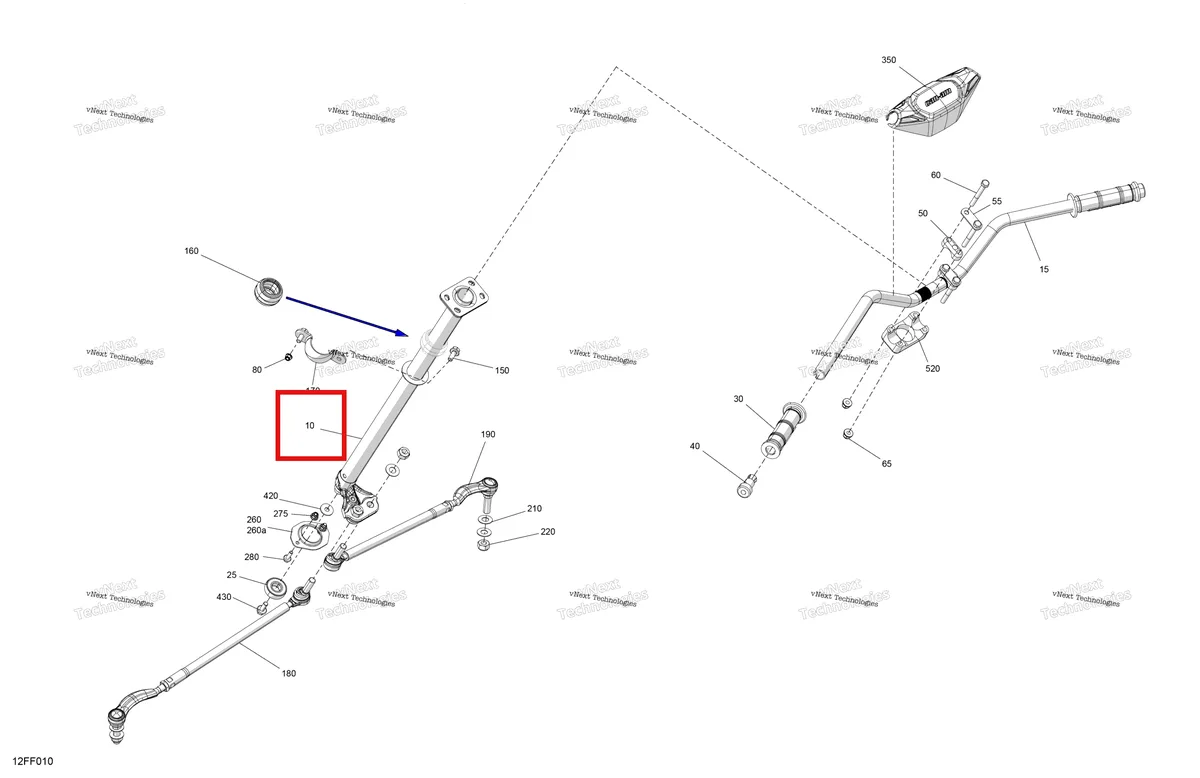 Деталь 709402740 (Рулевая колонка Can-Am Outlander 4x4 STD 500 (2025) (709402740)) на схеме узла 2026 Can-Am OUTLANDER - 4X4 - STD - 700 - 1CTC - Legion Red Mechanic - Steering - Built December 3Rd, 2026 And Up