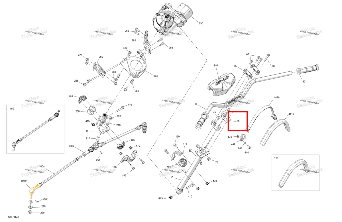 Деталь 709402750 на схеме узла 2026 Can-Am RENEGADE - 4X4 - XMR - 1000R EFI - 5UTA - Hyper Silver Mechanic - Steering