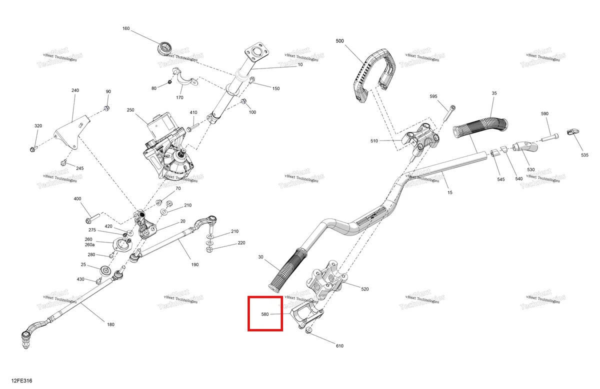 Деталь 709403012 (Руль опора Can-Am Outlander 4x4 XMR 1000R (2025) (709403012)) на схеме узла 2025 Can-Am OUTLANDER - 4X4 - XMR - 1000R - 4LSA - Hyper Silver Mechanic - Steering