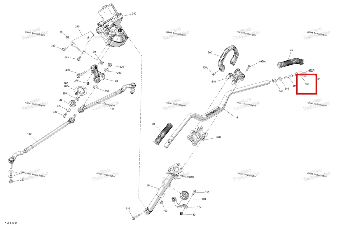 Деталь 709403051 (Руль торцевой Piece Can-Am Outlander 4x4 XMR 1000R (2025) (709403051)) на схеме узла 2026 Can-Am OUTLANDER - 4X4 - XMR - 1000R - 4LTA - Granite Grey Mechanic - Steering