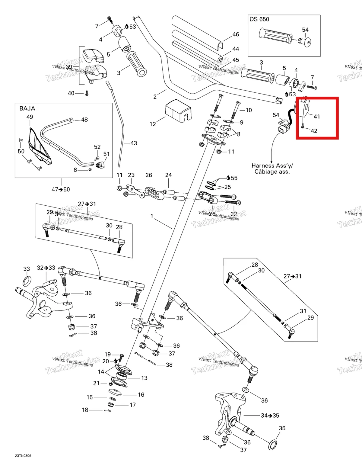 Деталь 710000072 на схеме узла 2003 Can-Am DS 650 Baja Steering System