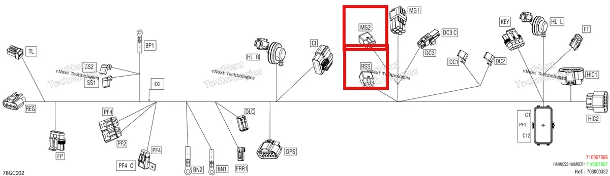 Деталь 710000081 на схеме узла 2023 Can-Am Outlander MAX 450 EFI - STD Electric - Main Harness - 710007897
