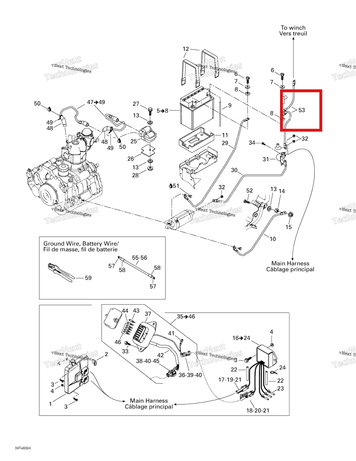 Деталь 710000135 на схеме узла 2003 Can-Am Traxter Autoshift Std Battery And Electrical Accessories