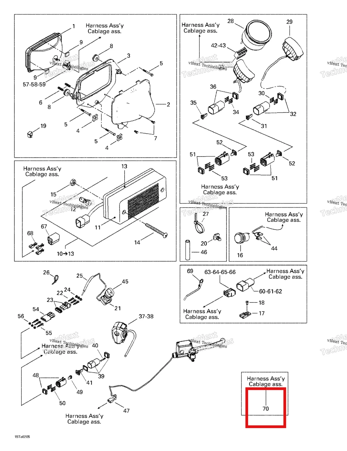 Деталь 710000200 на схеме узла 2002 Can-Am Traxter Autoshift Main Harness And Electrical Accessories