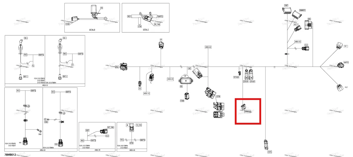 Деталь 710000273 (Деталь Lock, 4 Circuits) на схеме узла 2022 Ski-Doo TUNDRA 600 EFI - SPORT Electric - Main Harness - 515178959