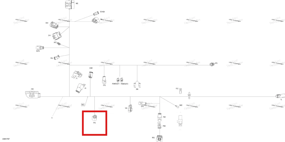 Деталь 710000335 (Терминал) на схеме узла 2017 Ski-Doo MXZ 600 RS Electrical Harness