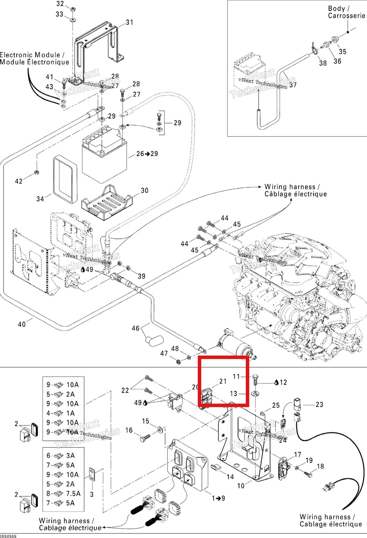 Деталь 710000342 на схеме узла 2005 Sea-Doo GTX 4-TEC, LTD SCIC Electrical System
