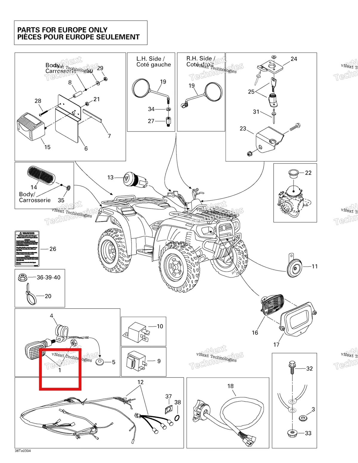 Деталь 710000360 на схеме узла 2003 Can-Am Traxter Autoshift Std Homologation Kit For Europe