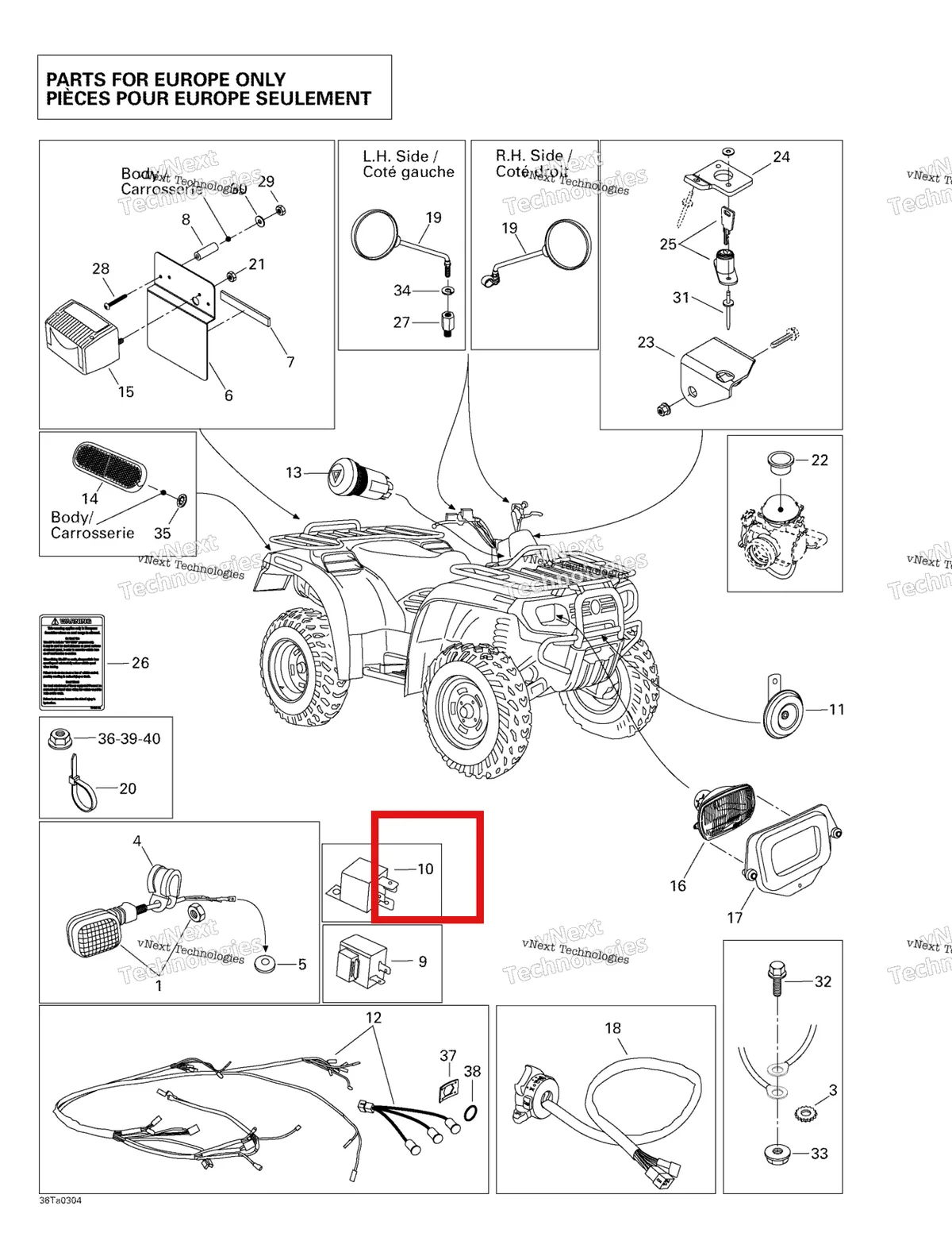 Деталь 710000364 на схеме узла 2003 Can-Am Traxter Autoshift Std Homologation Kit For Europe